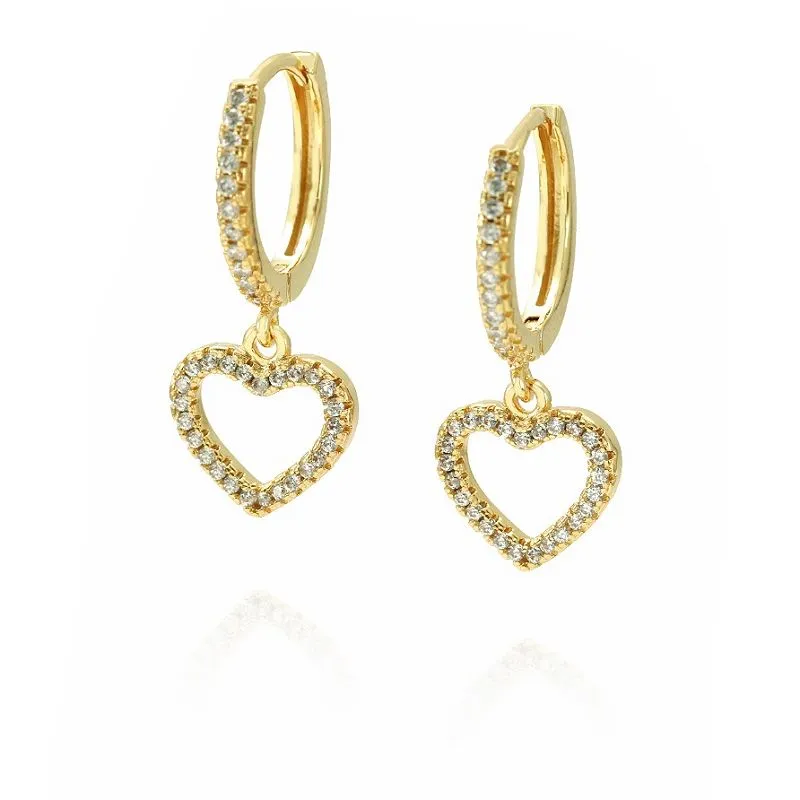 חישוק עגילי לב כסף 925