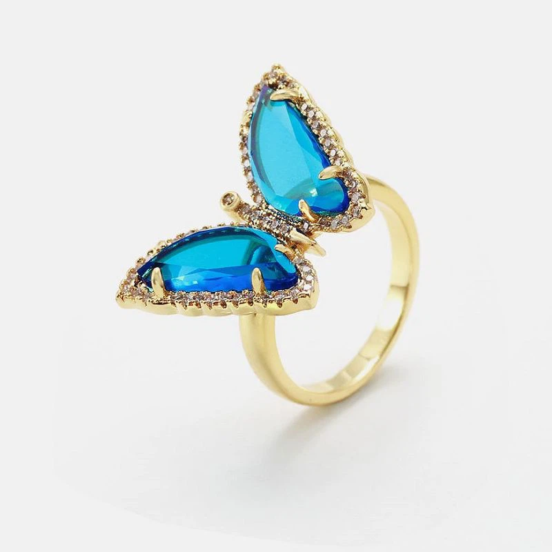 טבעת חיות פרפר יפהפייה כסף