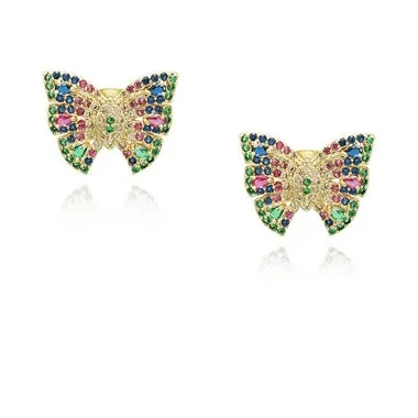 עגיל בעלי חיים פרפר זירקון צבעוני